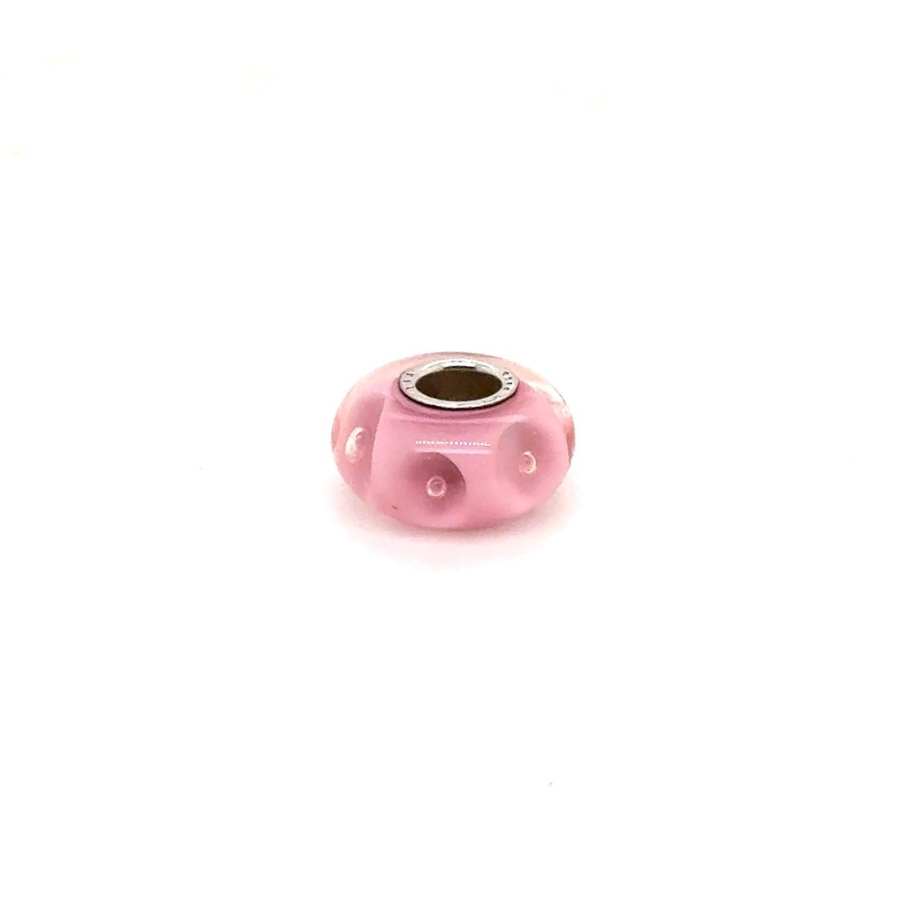 Trollbeads Pink Glass Bead Sterling Silver 925 Core Charm for Bracelet